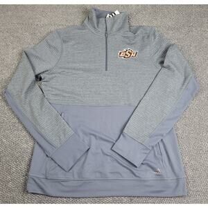 Adidas Jacket Men's Large Grey Long Sleeve 1/4 Zip Front Pocket Athlete Pullover